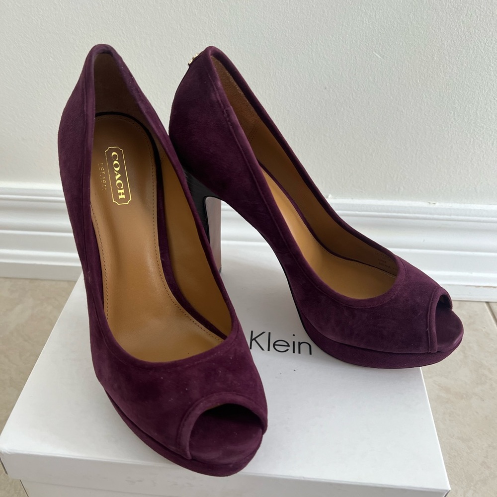 Coach burgundy heels size 7.5